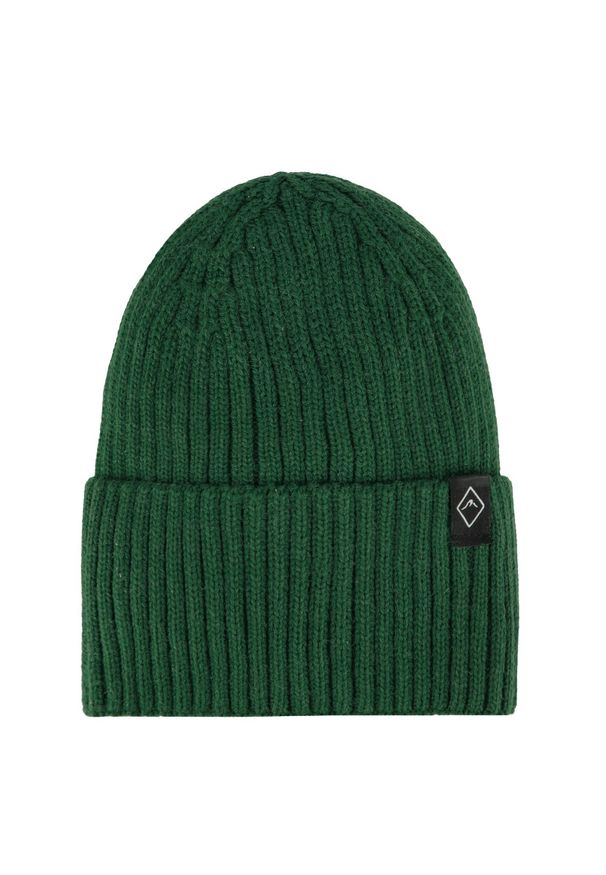 Volcano - Krótka czapka beanie H-NIKO. Kolor: zielony. Materiał: wiskoza, dzianina, prążkowany, materiał, poliester. Wzór: ze splotem. Sezon: zima. Styl: elegancki, klasyczny