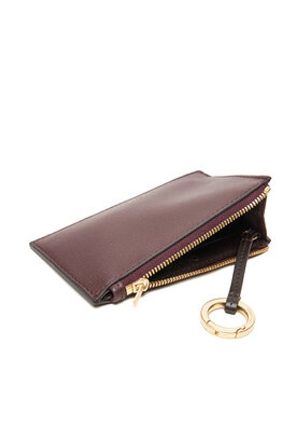 Calvin Klein Duży Portfel Damski Foil Logo Top Zip Cardcase LV04F1090G Bordowy. Kolor: czerwony. Materiał: skóra