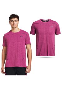 Koszulka fitness męska Under Armour Seamless Grid Short Sleeve. Kolor: różowy. Długość rękawa: krótki rękaw. Długość: krótkie. Sport: fitness