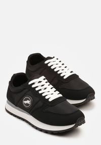 Born2be - Czarne Buty Sportowe Sneakersy z Ozdobną Aplikacją Salintia. Okazja: na co dzień. Kolor: czarny. Materiał: jeans. Szerokość cholewki: normalna. Wzór: aplikacja. Obcas: na płaskiej podeszwie