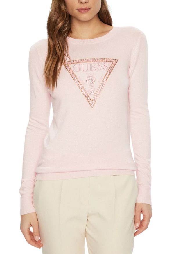 Guess - GUESS Różowy damski sweter Ivory. Kolor: różowy