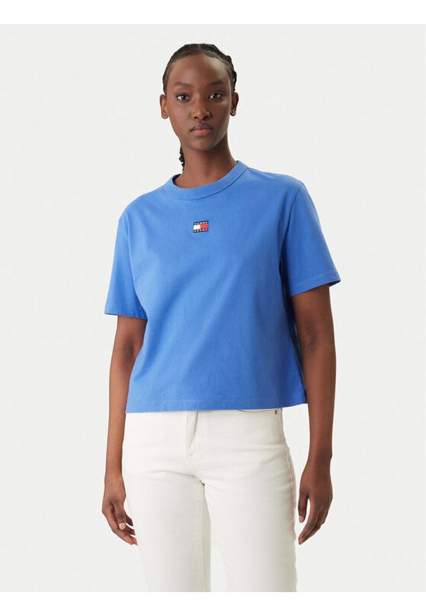 Tommy Jeans T-Shirt DW0DW22202 Niebieski Boxy Fit. Kolor: niebieski. Materiał: bawełna