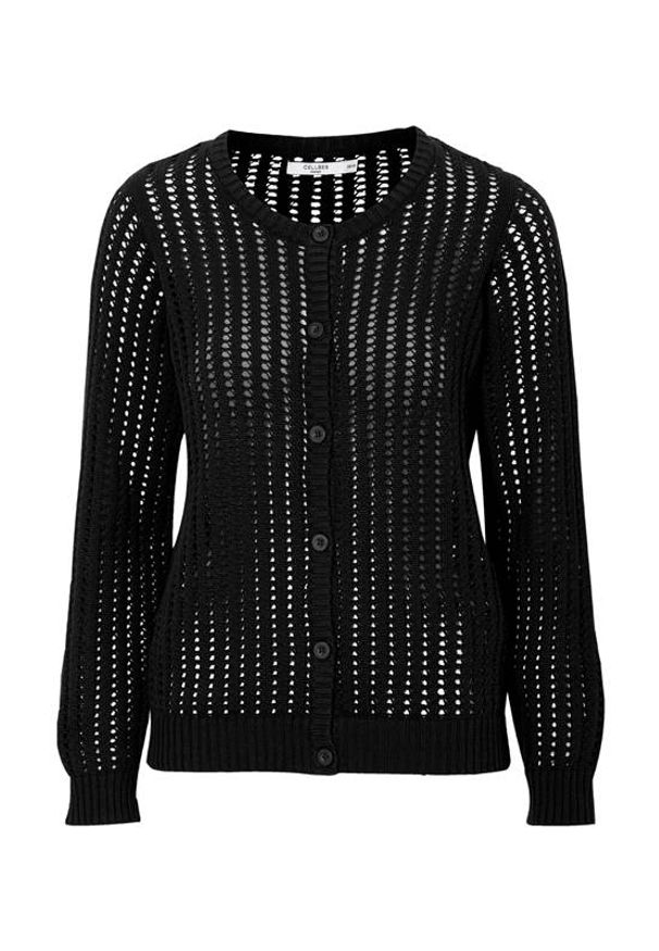 Cellbes Krótki rozpinany sweter z guzikami Czarny female czarny 62/64. Kolor: czarny. Materiał: prążkowany. Długość rękawa: długi rękaw. Długość: krótkie