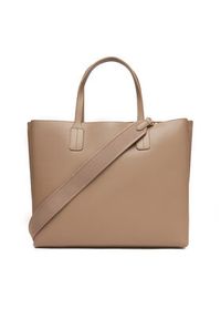 TOMMY HILFIGER - Tommy Hilfiger Torebka Th Distinct Satchel AW0AW17463 Beżowy. Kolor: beżowy. Materiał: skórzane #3