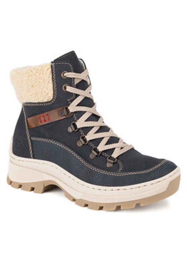 Rieker Trzewiki X9338-14 Niebieski. Kolor: niebieski. Materiał: materiał