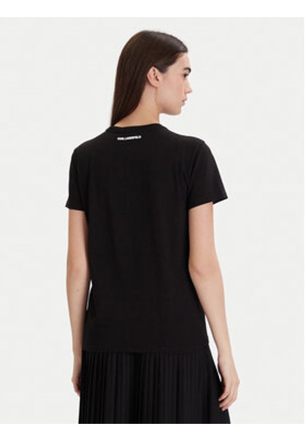 Karl Lagerfeld - KARL LAGERFELD T-Shirt A1W17131 Czarny Regular Fit. Typ kołnierza: dekolt w karo. Kolor: czarny. Materiał: bawełna