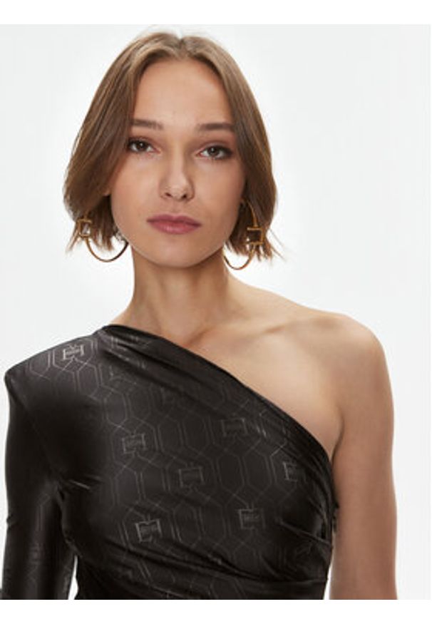 Elisabetta Franchi Sukienka koktajlowa AB-436-37E2-V450 Czarny Slim Fit. Kolor: czarny. Materiał: syntetyk. Styl: wizytowy