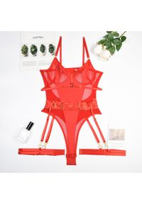 Intica - Zestaw trzyczęściowy z body na specjalne okazje Biggy. Kolor: czerwony. Materiał: materiał. Wzór: aplikacja