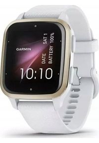GARMIN - Smartwatch Garmin Garmin Venu Sq 2 z czujnikiem tętna HRM Elevate Ox - kremowozłota ramka / biała koperta / biały pasek -. Rodzaj zegarka: smartwatch. Kolor: biały
