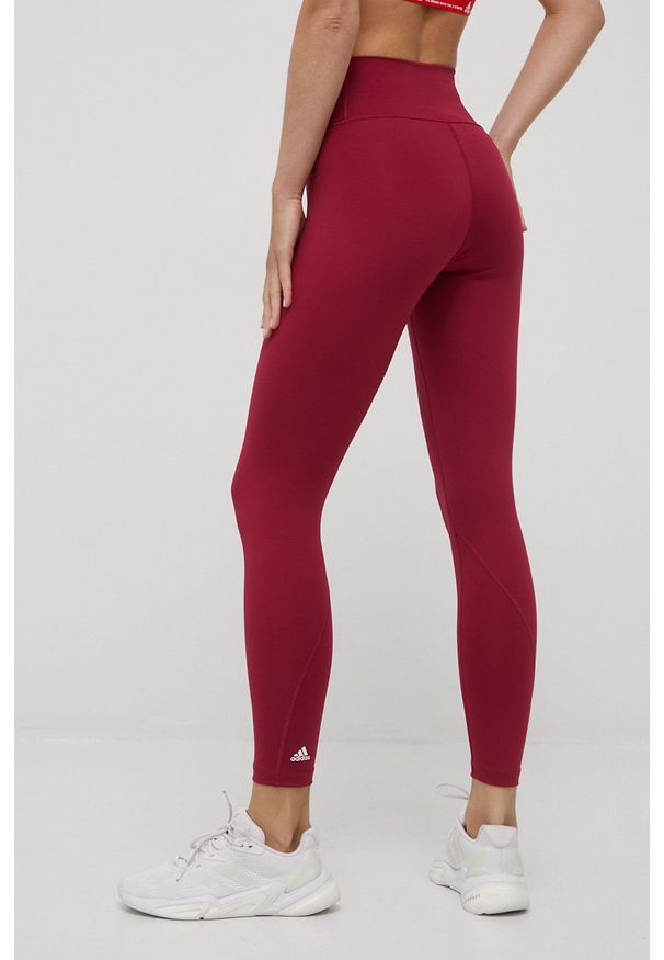 adidas Performance legginsy treningowe Optime damskie kolor fioletowy gładkie. Kolor: fioletowy. Materiał: poliester, włókno, skóra, lycra, materiał. Wzór: gładki. Styl: sportowy. Sport: fitness