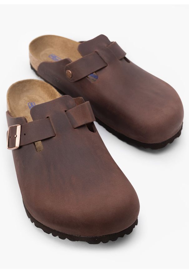 Birkenstock - Klapki męskie BIRKENSTOCK BOSTON SFB LEOI HABANA. Okazja: do pracy, na co dzień, na spacer. Kolor: brązowy. Styl: casual