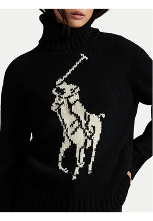 Polo Ralph Lauren Golf 211978329002 Czarny Relaxed Fit. Typ kołnierza: polo, golf. Kolor: czarny. Materiał: wełna