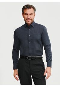 Pako Lorente - PAKO LORENTE – Bawełniana koszula męska w kolorze ciemnoszarym. Kolor: szary. Materiał: bawełna. Długość rękawa: długi rękaw. Długość: długie. Wzór: gładki #1