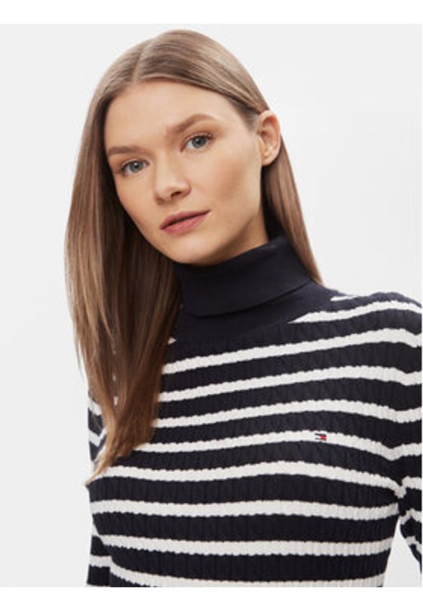 TOMMY HILFIGER - Tommy Hilfiger Golf WW0WW40678 Niebieski Slim Fit. Typ kołnierza: golf. Kolor: niebieski. Materiał: bawełna, syntetyk