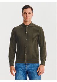 Pako Lorente - PAKO LORENTE - Bawełniany kardigan w kolorze zielonym. Okazja: na co dzień. Typ kołnierza: polo. Kolor: niebieski, zielony. Materiał: bawełna. Sezon: jesień. Styl: casual #1