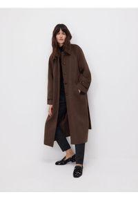 Reserved - Płaszcz z wełną - brązowy. Kolor: brązowy. Materiał: wełna #1