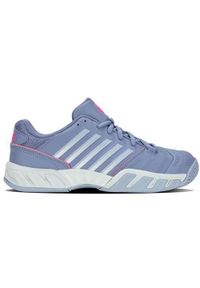 Buty do tenisa damskie K-Swiss Bigshot Light 4. Zapięcie: sznurówki. Kolor: szary, niebieski, wielokolorowy. Materiał: syntetyk, tkanina, materiał. Szerokość cholewki: normalna. Sport: tenis