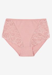 Born2be - Różowe Bawełniane Majtki Figi z Koronką Idiana. Kolekcja: plus size. Kolor: różowy. Materiał: koronka, bawełna. Wzór: koronka