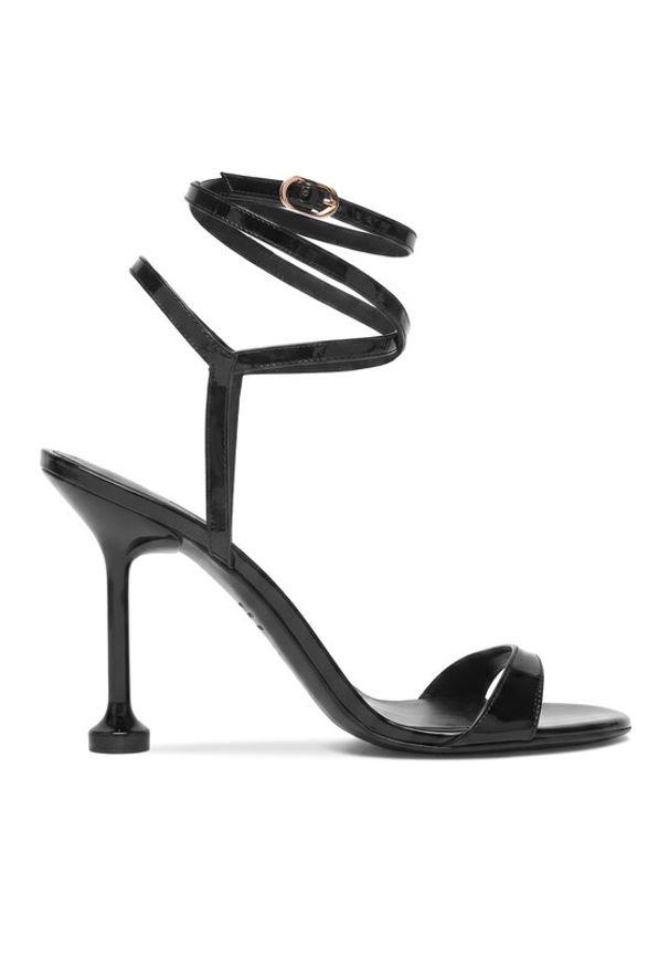 Stuart Weitzman Sandały Naudistini Wrap 100 SM910 Czarny. Kolor: czarny. Materiał: lakier, skóra