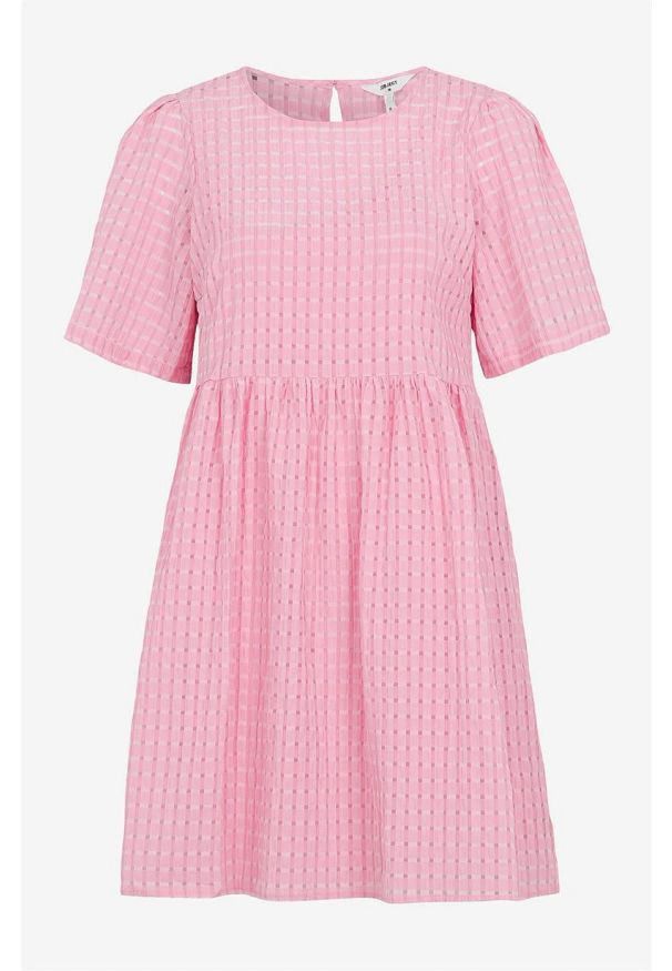 Object - Sukienka Vita. Kolor: różowy. Materiał: tkanina, jersey. Wzór: kratka. Sezon: wiosna, lato