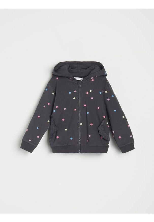 Sinsay - Bluza z kapturem w kropki - szary. Typ kołnierza: kaptur. Kolor: szary. Wzór: kropki