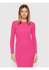 Kontatto Sweter 3M7440 Różowy Slim Fit. Kolor: różowy. Materiał: wiskoza