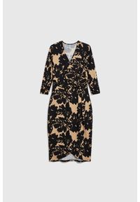 MOODO - Wzorzysta sukienka czarna. Kolor: czarny. Materiał: poliester, elastan #1