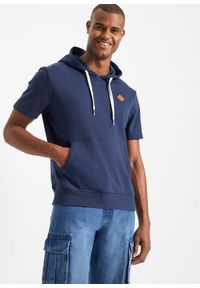 bonprix - Bluza z kapturem, krótki rękaw. Typ kołnierza: kaptur. Kolor: niebieski. Materiał: dresówka. Długość rękawa: krótki rękaw. Długość: krótkie #1