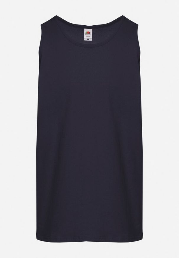 Born2be - Granatowa Bawełniana Koszulka Typu Tank Top Zianessa. Kolor: niebieski. Materiał: bawełna. Wzór: aplikacja