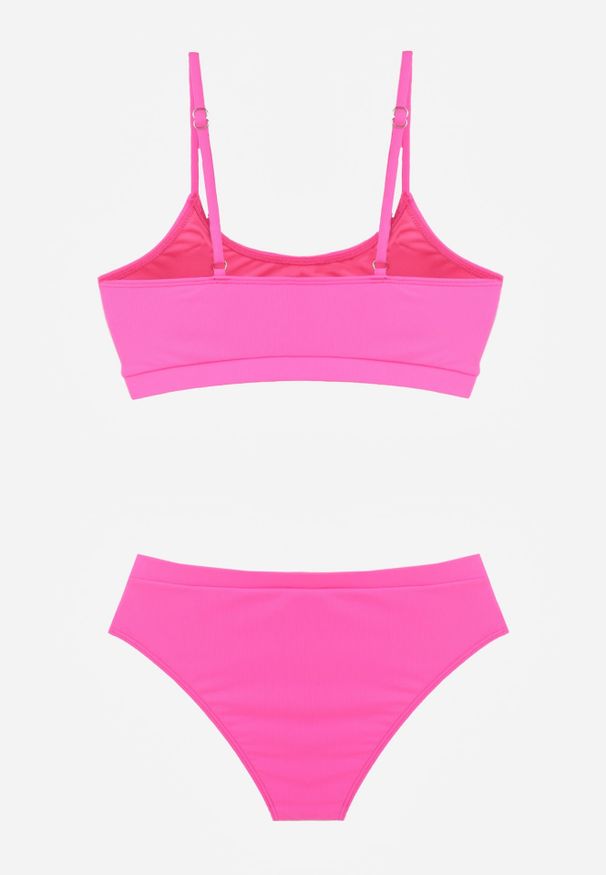 Renee - Fuksjowe Bikini Basic z Prążkowanego Materiału i Możliwością Regulacji Ramiączek Fyserola. Kolekcja: plus size. Kolor: różowy. Materiał: prążkowany, materiał