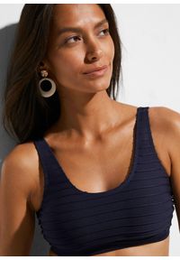 bonprix - Bikini z biustonoszem bustier (2 części). Kolor: niebieski. Materiał: materiał