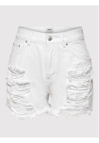 only - ONLY Szorty jeansowe Happy 15261927 Biały Regular Fit. Kolor: biały. Materiał: bawełna, jeans