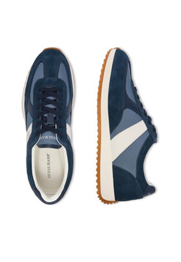 Guess Jeans Sneakersy EO-ORLANDO-01 126AM Granatowy. Kolor: niebieski. Materiał: materiał