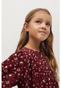 Mango Kids - Sukienka dziecięca Grace 110-152 cm. Kolor: brązowy. Materiał: tkanina, wiskoza. Długość rękawa: długi rękaw. Wzór: kwiaty. Typ sukienki: rozkloszowane. Długość: mini #5
