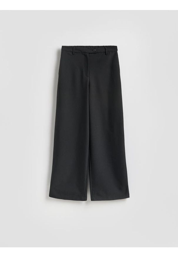 Reserved - Spodnie z szerokimi nogawkami - czarny. Kolor: czarny. Materiał: tkanina, wiskoza