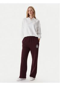 TOMMY HILFIGER - Tommy Hilfiger Spodnie dresowe UW0UW06081 Bordowy Wide Leg. Kolor: czerwony. Materiał: bawełna #5