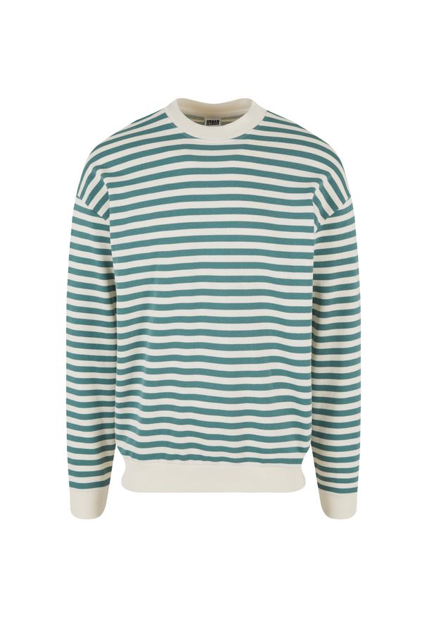 Bluza z okrągłym dekoltem w paski Urban Classics. Kolor: zielony, biały, wielokolorowy. Materiał: bawełna. Wzór: paski