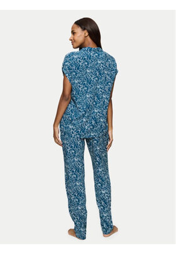 Triumph Piżama Boyfriend 10222611 Niebieski Relaxed Fit. Kolor: niebieski. Materiał: wiskoza