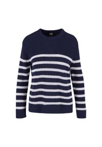 Damski sweter w paski Urban Classics Rib. Kolor: niebieski, wielokolorowy, biały. Materiał: polar. Wzór: paski. Sezon: zima, jesień #1
