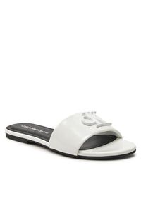 Calvin Klein Jeans Klapki Flat Sandal Slide Mg Met YW0YW01348 Biały. Kolor: biały. Materiał: skóra #4