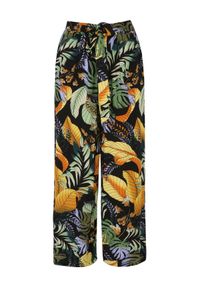 DRYWASH - Spodnie culotte w roślinny nadruk. Materiał: materiał, dzianina. Wzór: nadruk. Sezon: lato. Styl: wakacyjny