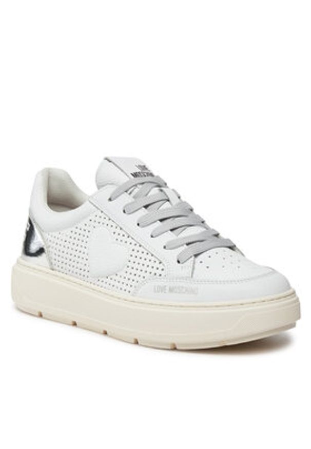 Love Moschino - LOVE MOSCHINO Sneakersy JA15274G1IJC410C Biały. Kolor: biały. Materiał: skóra