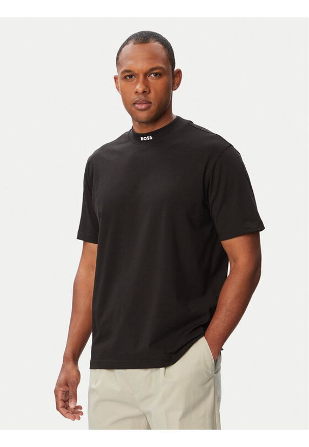 BOSS T-Shirt Tee Collar 50562120 Czarny Relaxed Fit. Kolor: czarny. Materiał: bawełna