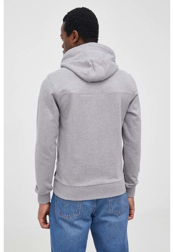 Calvin Klein Bluza męska kolor szary z kapturem gładka. Okazja: na co dzień. Typ kołnierza: kaptur. Kolor: szary. Materiał: dzianina. Wzór: gładki. Styl: casual