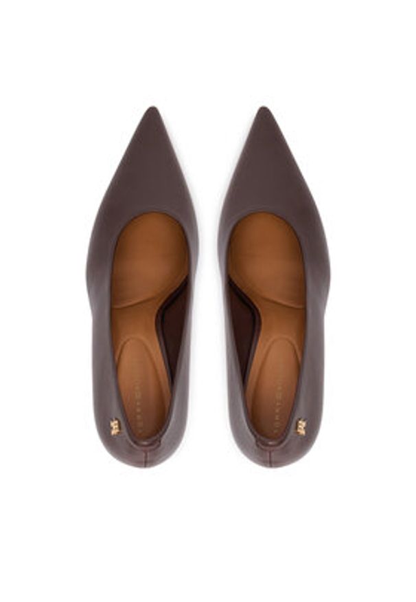TOMMY HILFIGER - Tommy Hilfiger Czółenka Th Smooth Leather Pump FW0FW08960 Brązowy. Kolor: brązowy. Materiał: skóra
