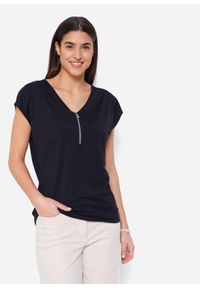 bonprix - T-shirt z zamkiem, krótki rękaw. Kolor: czarny. Długość rękawa: krótki rękaw. Długość: krótkie #1