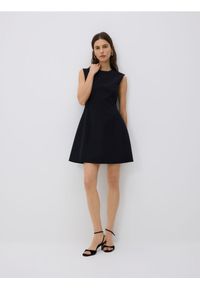 Reserved - Sukienka mini - czarny. Kolor: czarny. Materiał: tkanina, bawełna. Styl: klasyczny. Długość: mini