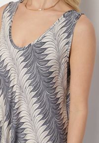 Born2be - Szara Sukienka o Rozkloszowanym Kroju z Szerokimi Ramiączkami Filenaria. Okazja: na co dzień. Kolor: szary. Materiał: jeans, materiał. Długość rękawa: na ramiączkach. Typ sukienki: proste. Styl: casual, elegancki
