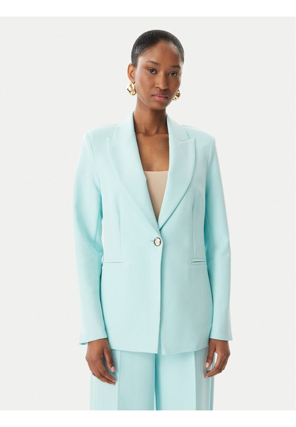 Maryley Marynarka 26EB187/43AC Turkusowy Regular Fit. Kolor: turkusowy. Materiał: syntetyk