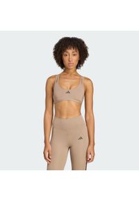 Adidas - Biustonosz Aeroimpact Luxe Training Light-Support. Kolor: brązowy. Materiał: materiał. Sport: fitness